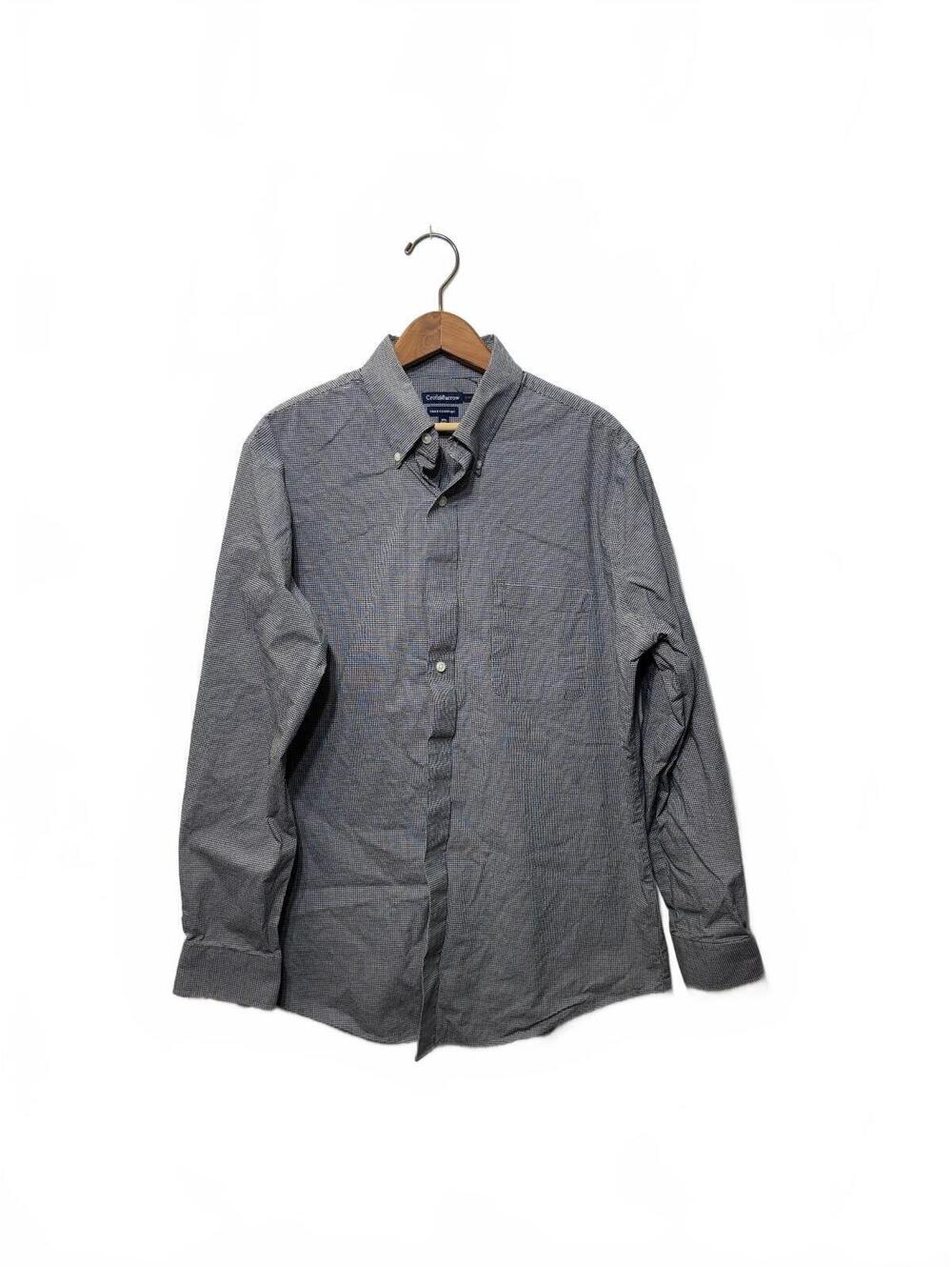 Croft Barrow Black White True Comfort Slim Fit Shirt 16.5